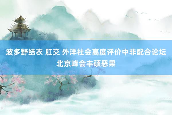 波多野结衣 肛交 外洋社会高度评价中非配合论坛北京峰会丰硕恶果