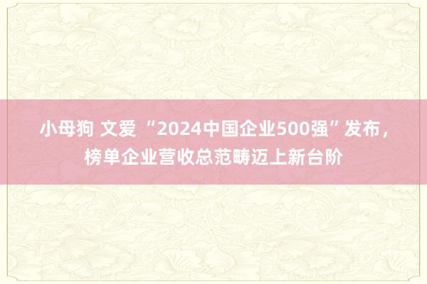 小母狗 文爱 “2024中国企业500强”发布，榜单企业营收总范畴迈上新台阶