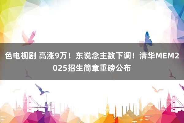 色电视剧 高涨9万！东说念主数下调！清华MEM2025招生简章重磅公布