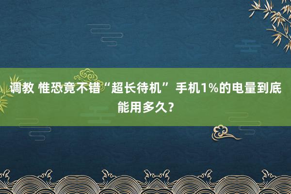 调教 惟恐竟不错“超长待机” 手机1%的电量到底能用多久？