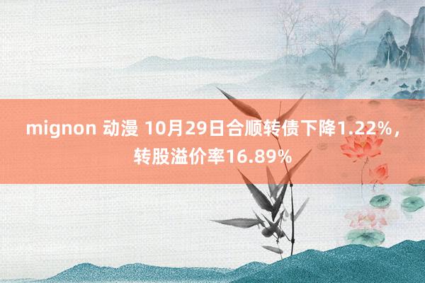 mignon 动漫 10月29日合顺转债下降1.22%，转股溢价率16.89%