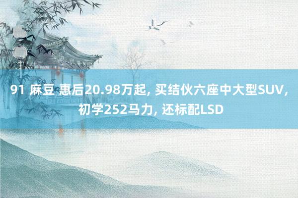 91 麻豆 惠后20.98万起， 买结伙六座中大型SUV， 初学252马力， 还标配LSD