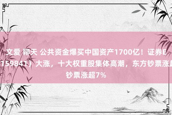 文爱 聊天 公共资金爆买中国资产1700亿！证券ETF（159841）大涨，十大权重股集体高潮，东方钞票涨超7%