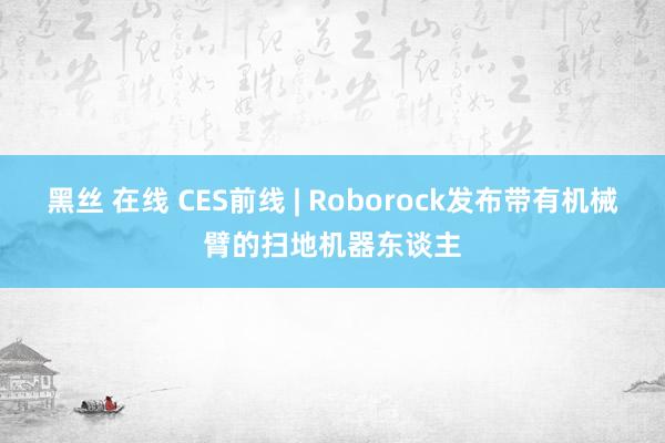 黑丝 在线 CES前线 | Roborock发布带有机械臂的扫地机器东谈主